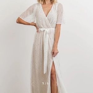 White and gold sparkle dress